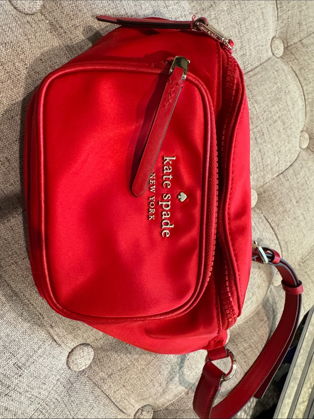 kate spade Red Satin Crossbody with Front Pocket belt bag